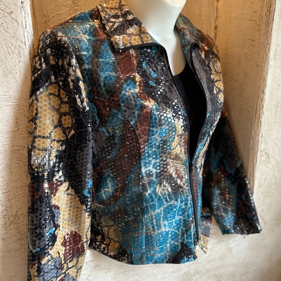 Plus size Snake Skin Jacket with Textured Sheen Made in USA - Picture 1 of 7